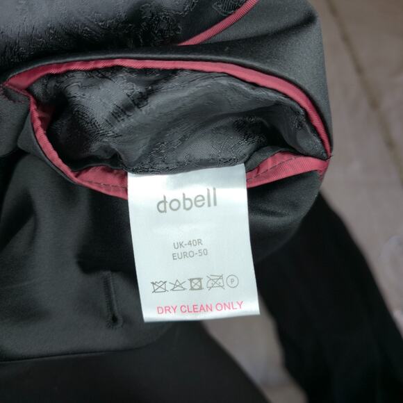 DOBELL Tuxedo Tux Black Full Suit 40R Wool Notch Lapel With Bag - Picture 7 of 14